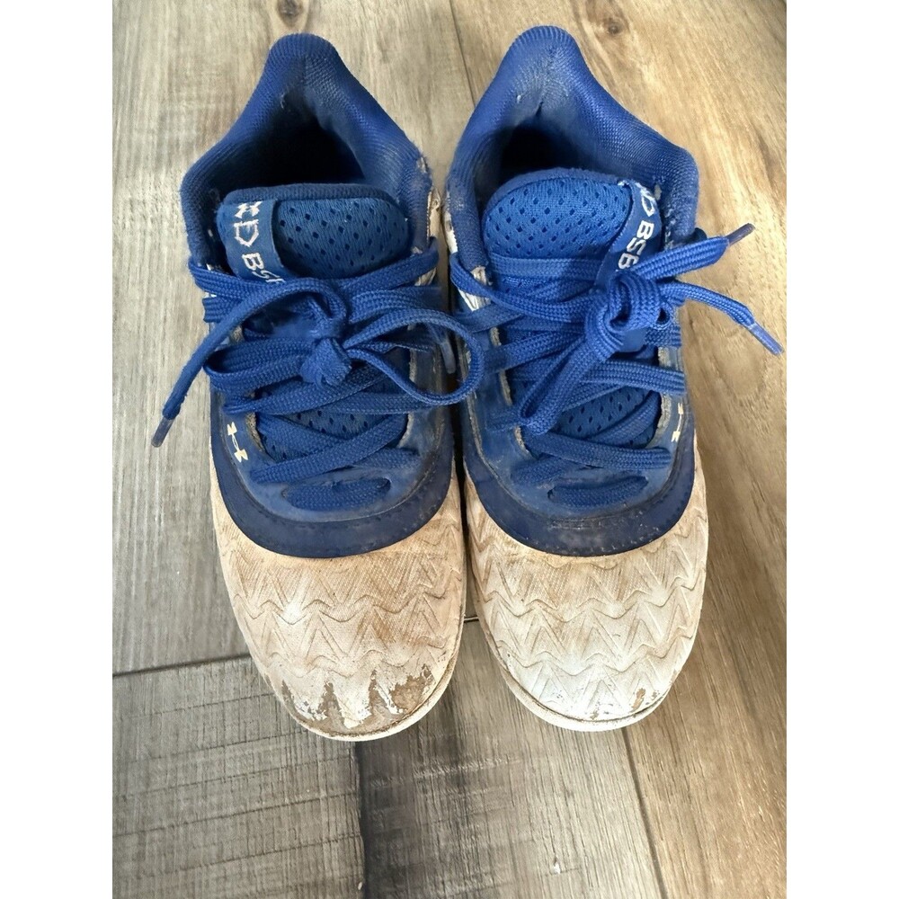 Under Armour Boys' Leadoff Low Rm Jr 3.0 Baseball Shoes Size 12k Used White Blue